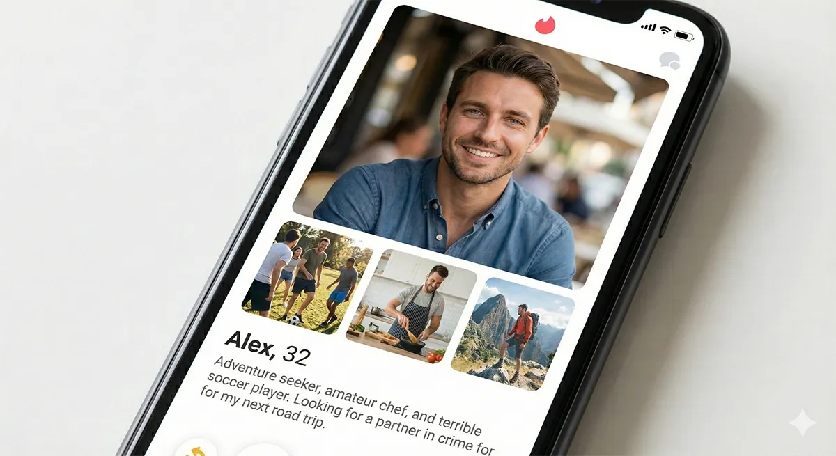 ai-dating-profile-photo-example Sample of a Tinder dating profile created by ai
